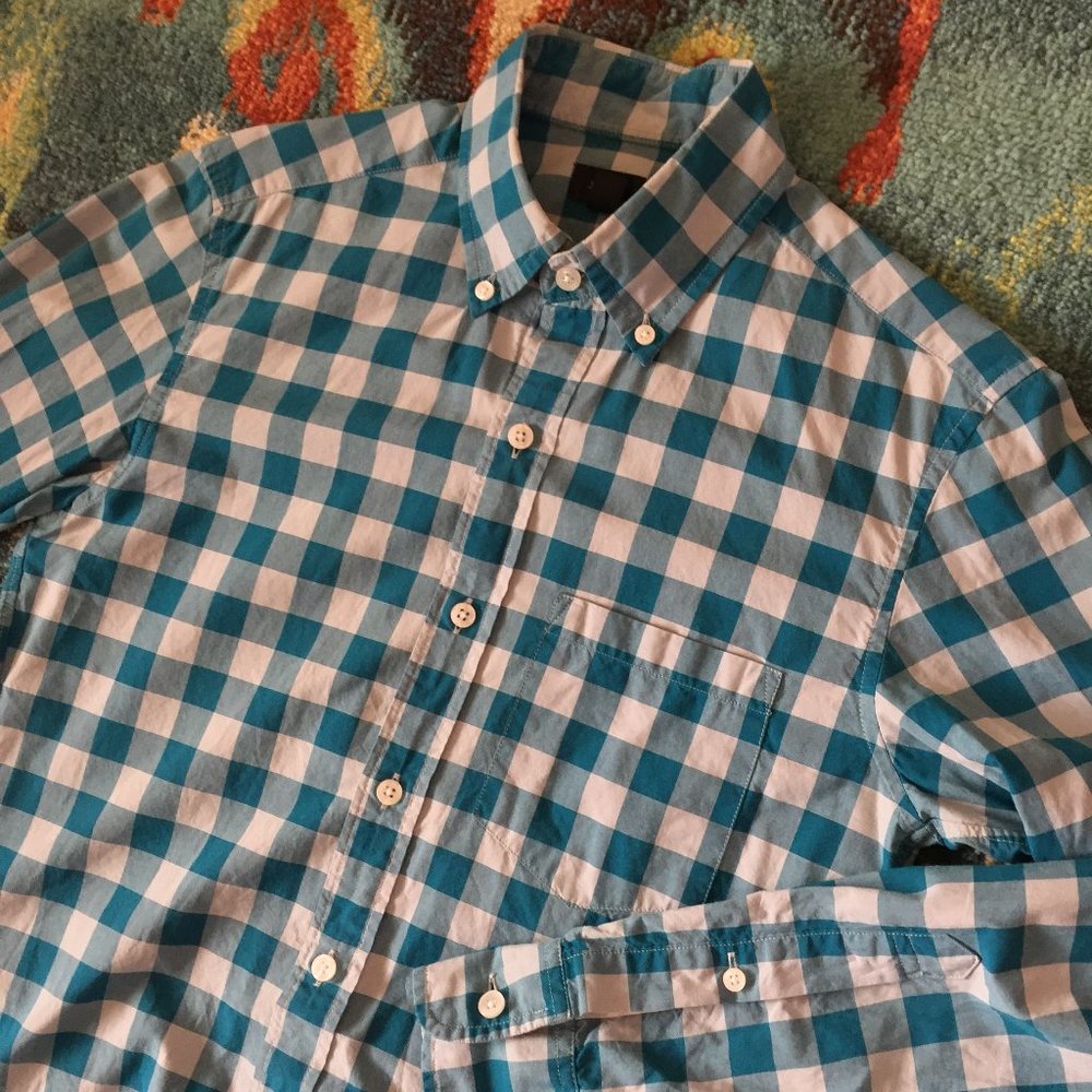 2013 J.Crew Blue Buffalo Washed Button-Down Shirt